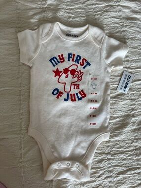 Old Navy White "My First 4th of July" Onesie - Red & Blue